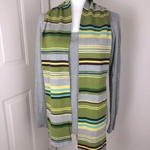 New Medium Merona Gray Sweater and Striped Scarf Set